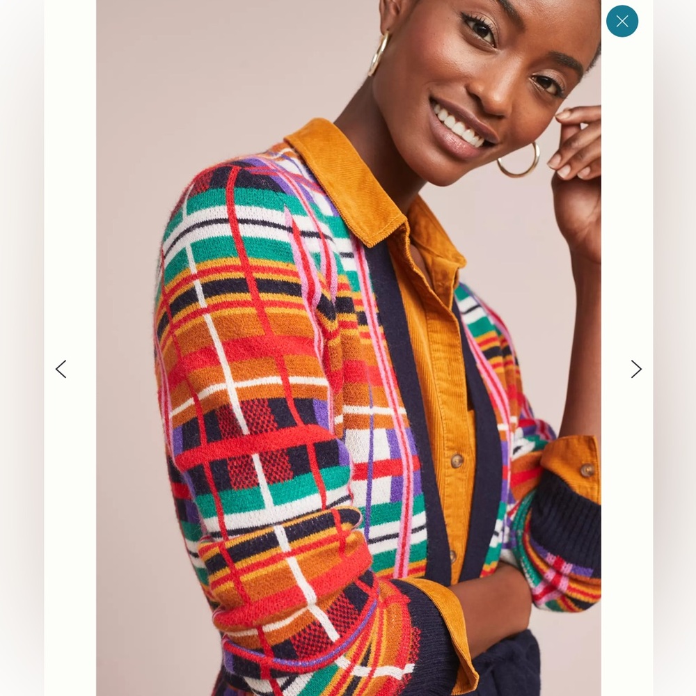 Anthropologie Moth Williston Plaid Long Cardigan Size Large - Picture 4 of 10